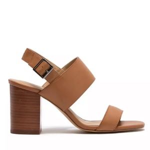 14th & Union | Meren Block Heel Tan Faux Leather Sandals Size 12 NEW